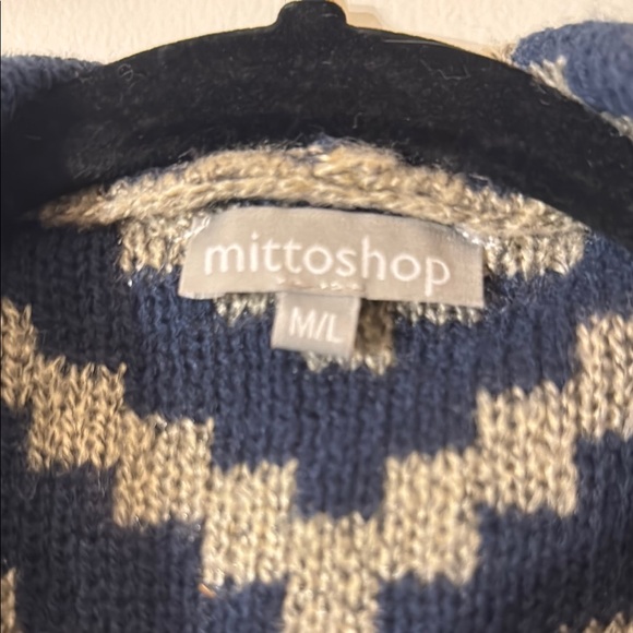 mittoshop Open Front Cardigan Sweater with Tribal Print Geometric Design M/L - Picture 3 of 5